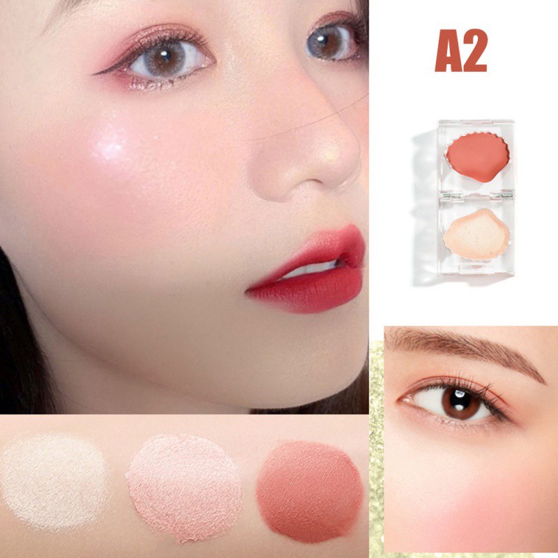 [Hàng mới về] Phấn má hồng 2 trong 1 hỗ trợ bắt sáng da che khuyết điểm | BigBuy360 - bigbuy360.vn