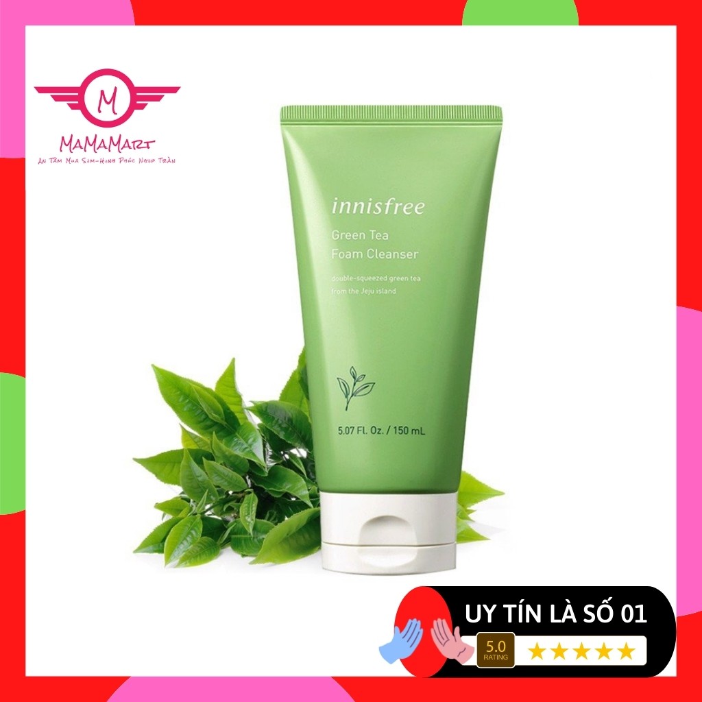 Sữa rửa mặt Innisfree trà xanh (Green tea cleansing foam) 150ml, dành cho da dầu,da mụn,làm sạch sâu,dưỡng ẩm (Hàn Quốc)