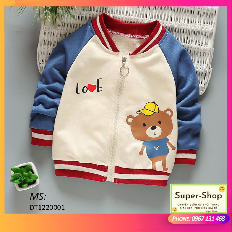 ÁO KHOÁC NỈ DA CÁ DÀNH CHO BÉ YÊU VỚI HỌA TIẾT NGỘ NGHĨNH DỄ THƯƠNG [Super-Shop]