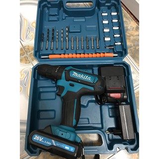 Khoan pin mkt 26v có búa và phụ kiện đi kèm