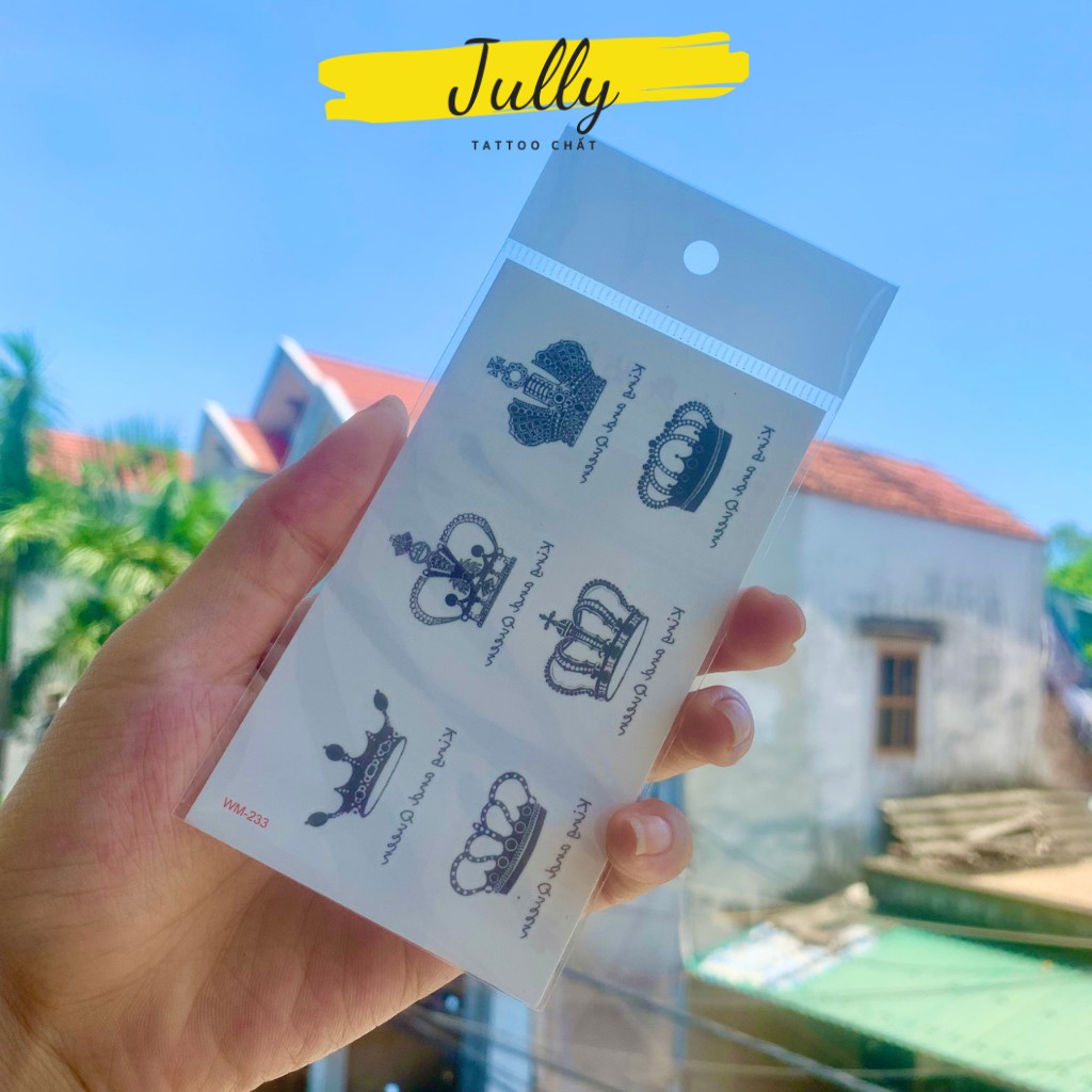 Hình xăm dán kim cương, vương miệng mini JULLY Tattoo chất, miếng dán chống nước, xăm tạm thời 15 ngày