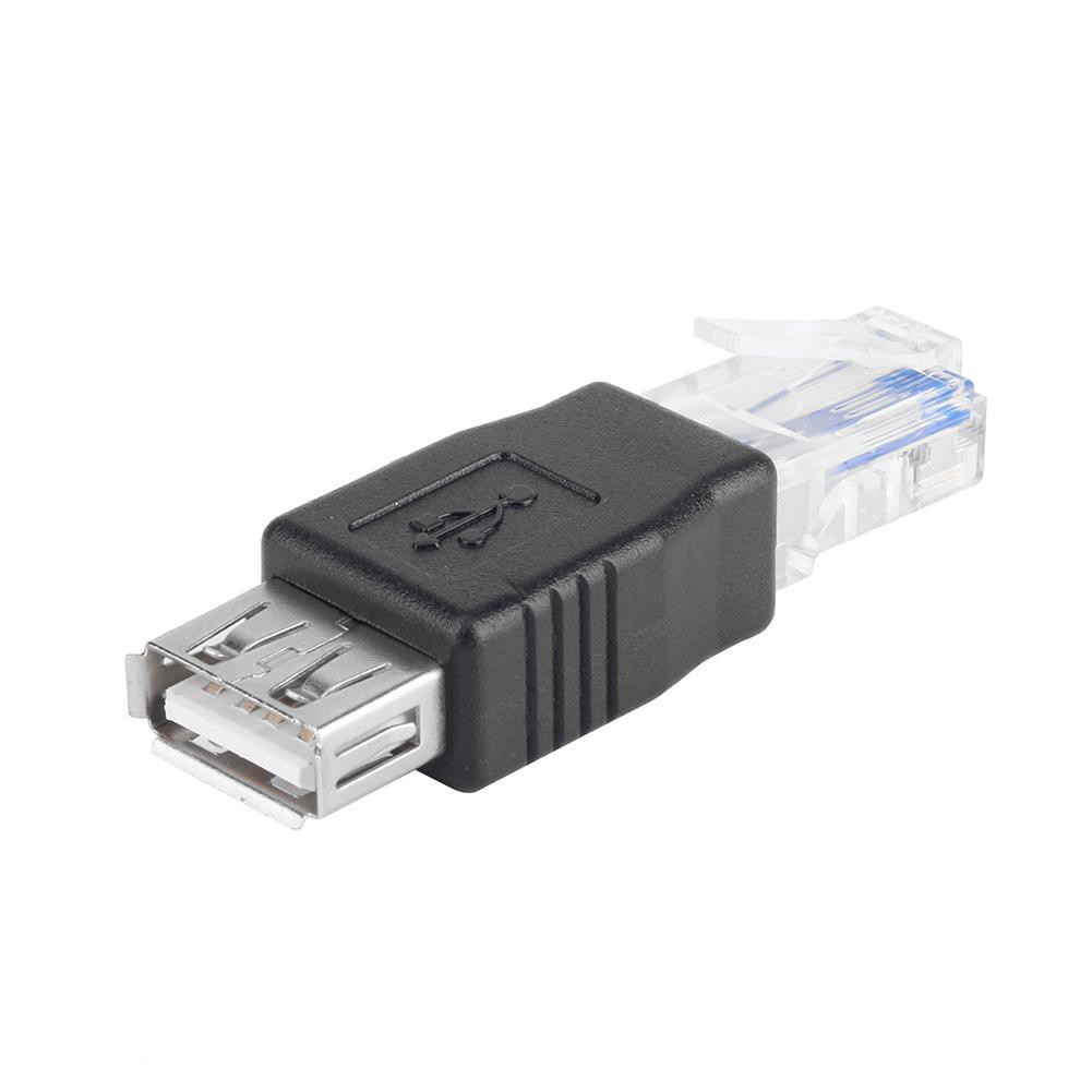 Đầu nối bộ định tuyến mạng LAN chuyển đổi đầu pha lê PC Ethernet RJ45 đầu đực sang USB đầu cái