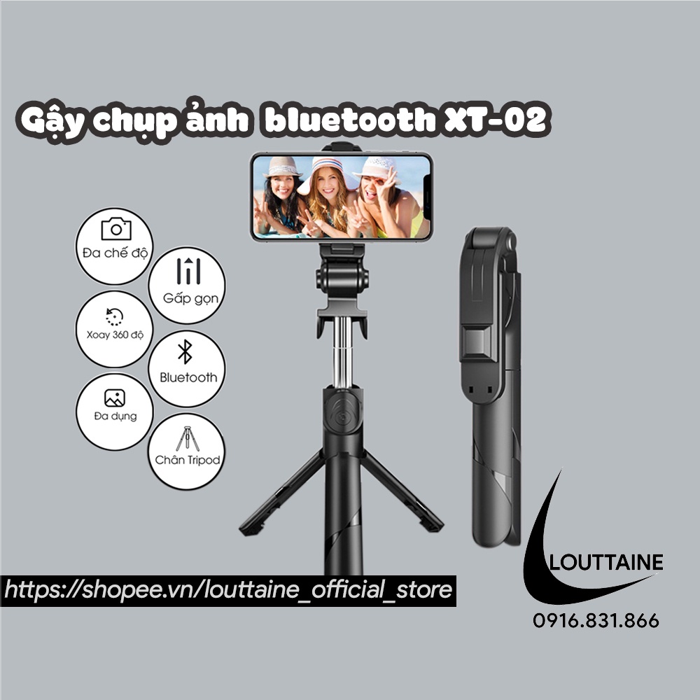 Gậy chụp ảnh 3 chân có đèn led Q02S gậy tự sướng selfie chụp hình bluetooth điều khiển từ xa xoay nhiều góc độ