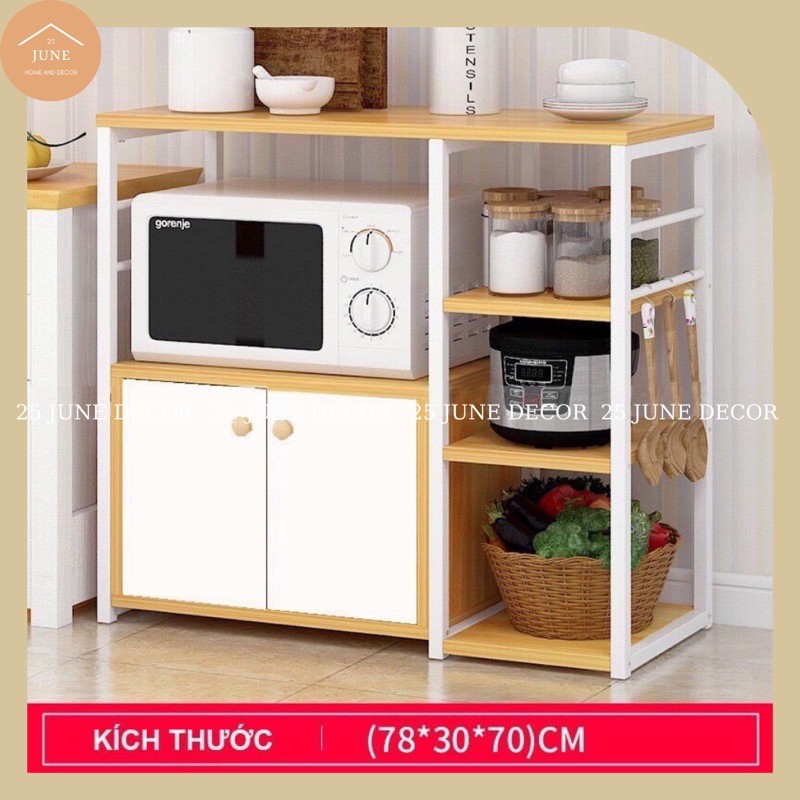 Kệ Để Đồ Nhà Bếp ✅ Miễn Phí Ship ✅ Tủ Bếp Nhiều Tầng Khung Sắt Sơn Tĩnh Điện Sàn Gỗ MDF Cao Cấp - 25 June Decor