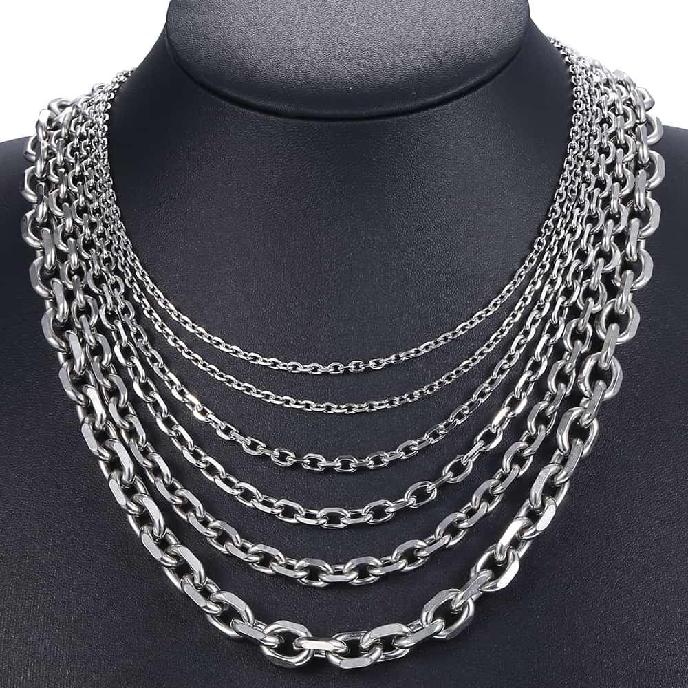 ✿EUTUS✿ 1.3mm/1.6mm/2mm/ 3mm/4mm Stainless Steel Necklace|Color Choker Link Chain Women Men Fashion Cool Punk Gothic Metal Collar