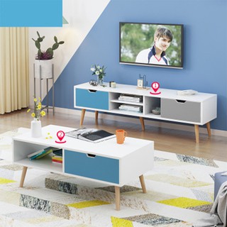 Combo bàn trà + Kệ tivi hiện đại có ngăn kéo KTV005