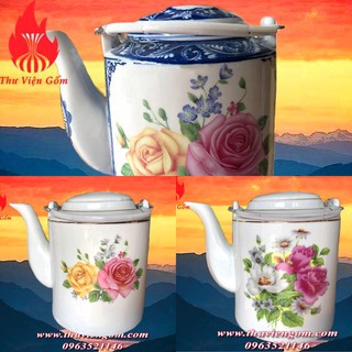 Ấm tích hoa hồng dung tích 3 lít - Gốm sứ Bát Tràng