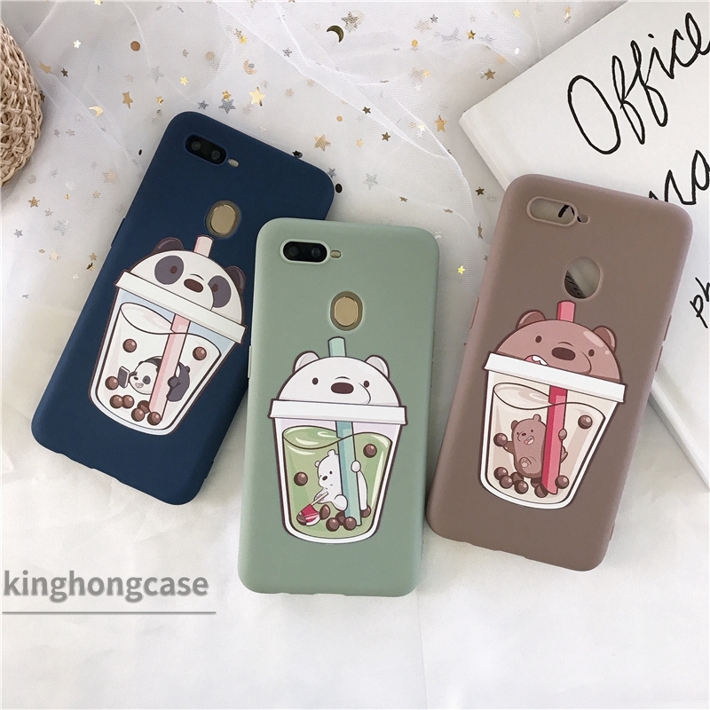 Ốp điện thoại gấu We Bare Bears và trà sữa cho OPPO Reno 4 F9 A5 2020 A3S A31 2020 A5S A53 2020 A9 A33 2020 A1K A91 A92 Reno 2F A12 F7 F5 Reno 3 A12E A7 A52 A11K A11 A12S F5 Yoouth F9 PRO A32 A53S Reno 2Z A72 C1 C2