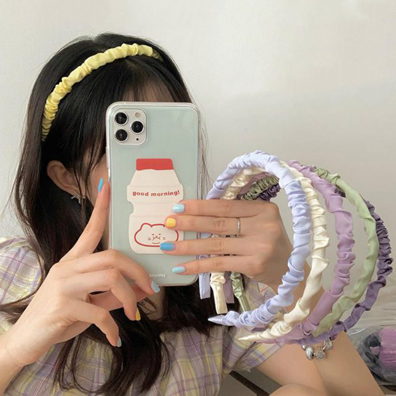 Cài tóc vải satin dún bèo phong cách Hàn Quốc xinh xắn cho nữ