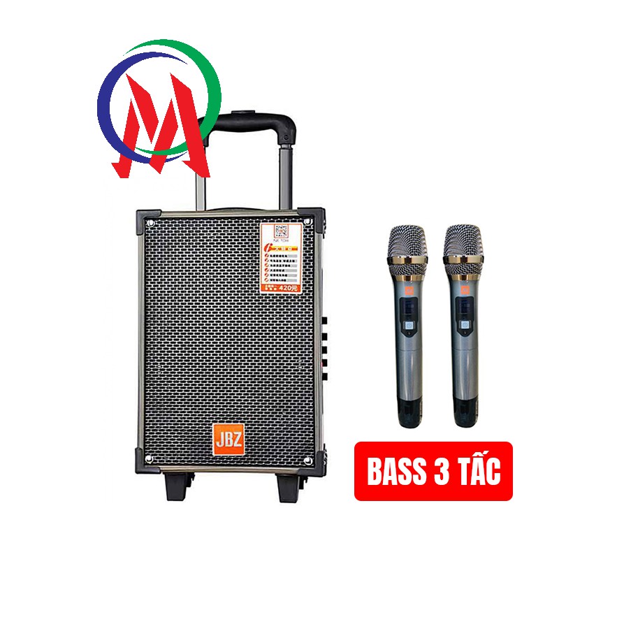 [TẶNG 2 MIC KO DÂY] Loa kéo di động JBZ NE 107 tặng kèm 2 micro không dây