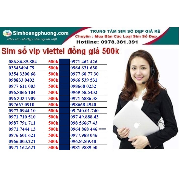 Sim số đẹp viettel đầu 09, 08, 03 đồng giá 500k