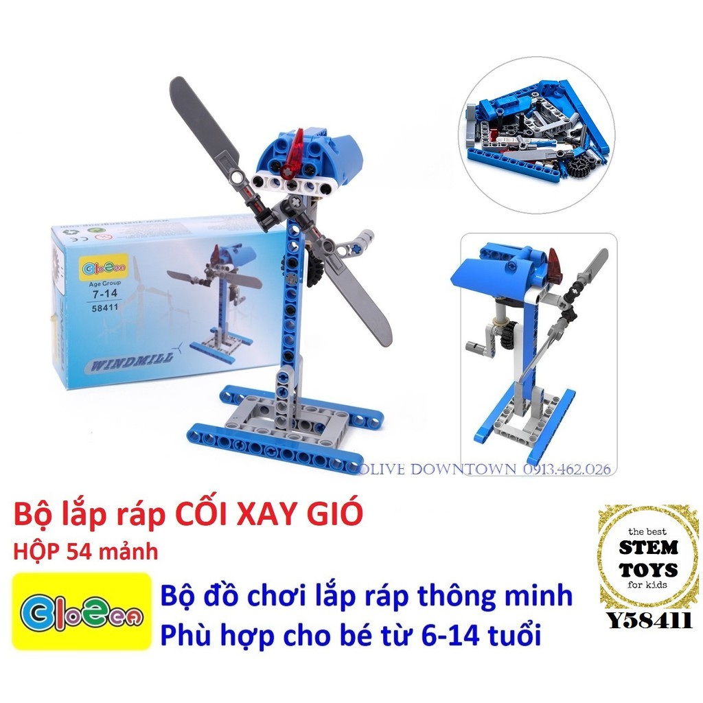 🔸️ Bộ lắp ráp 54 mảnh CỐI XAY GIÓ - Đồ chơi Giáo dục STEM/TECHNIC