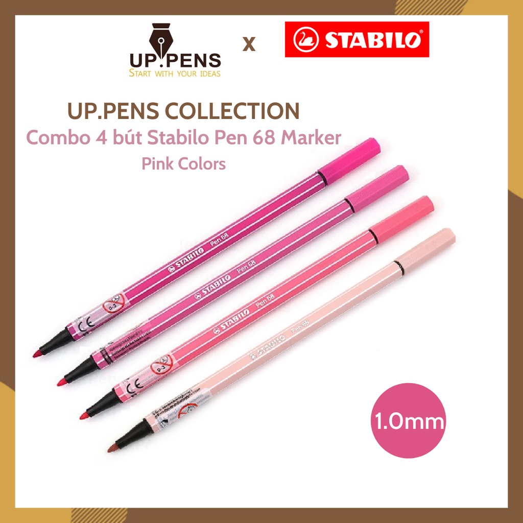 Combo 4 bút lông màu Stabilo Pen 68 Marker – 1.0mm – Pink Colors