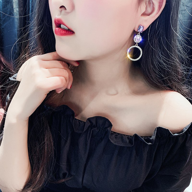 Khuyên tai nữ thiết kế sang trọng hạt đá mẫu 01 thiết kế thời trang Hàn Quốc