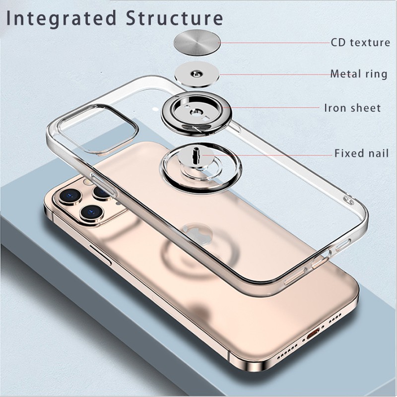 iPhone Case Transparent Mobile Phone Shell for IPhone 12Pro 11Pro., 11Pro Max, 7, 8 with Magnetic Ring Holder