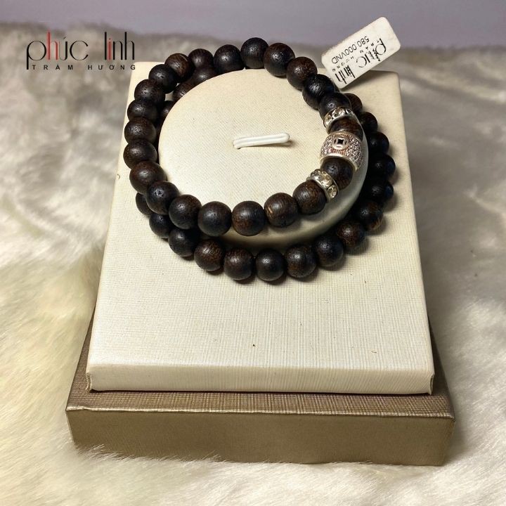 Vòng Tay Trầm Mix Charm Bạc PHÚC LINH