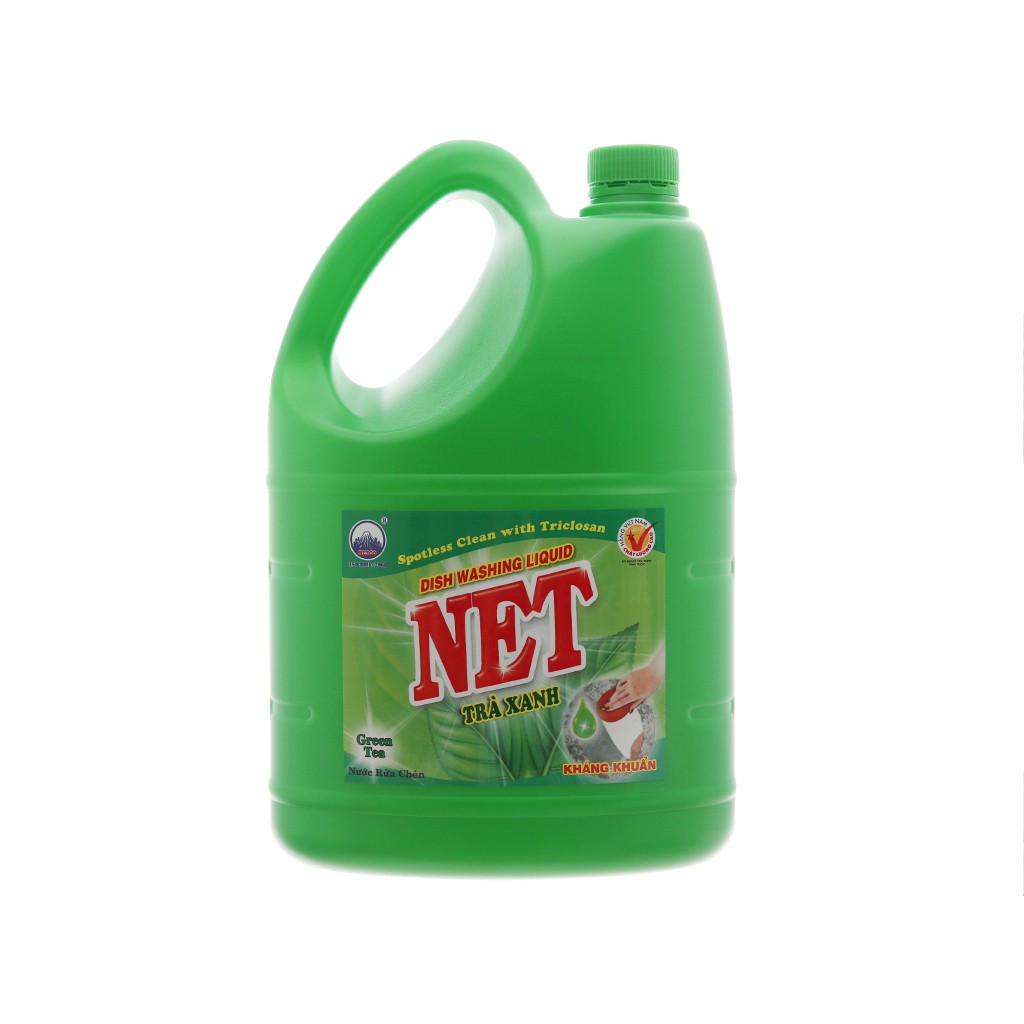 Nước rửa chén NET kháng khuẩn hương trà xanh can 3.88 lít