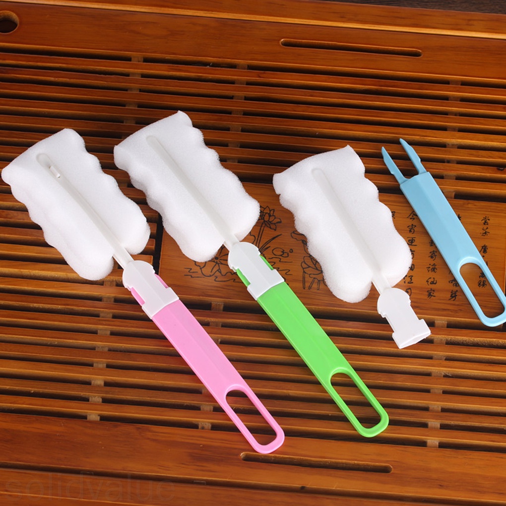 Bàn Chải Mút Xốp Cán Dài Vệ Sinh Chai Lọ Tiện Dụng