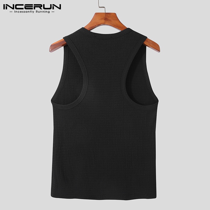 Áo thun ba lỗ INCERUN màu sắc đơn giản cho nam