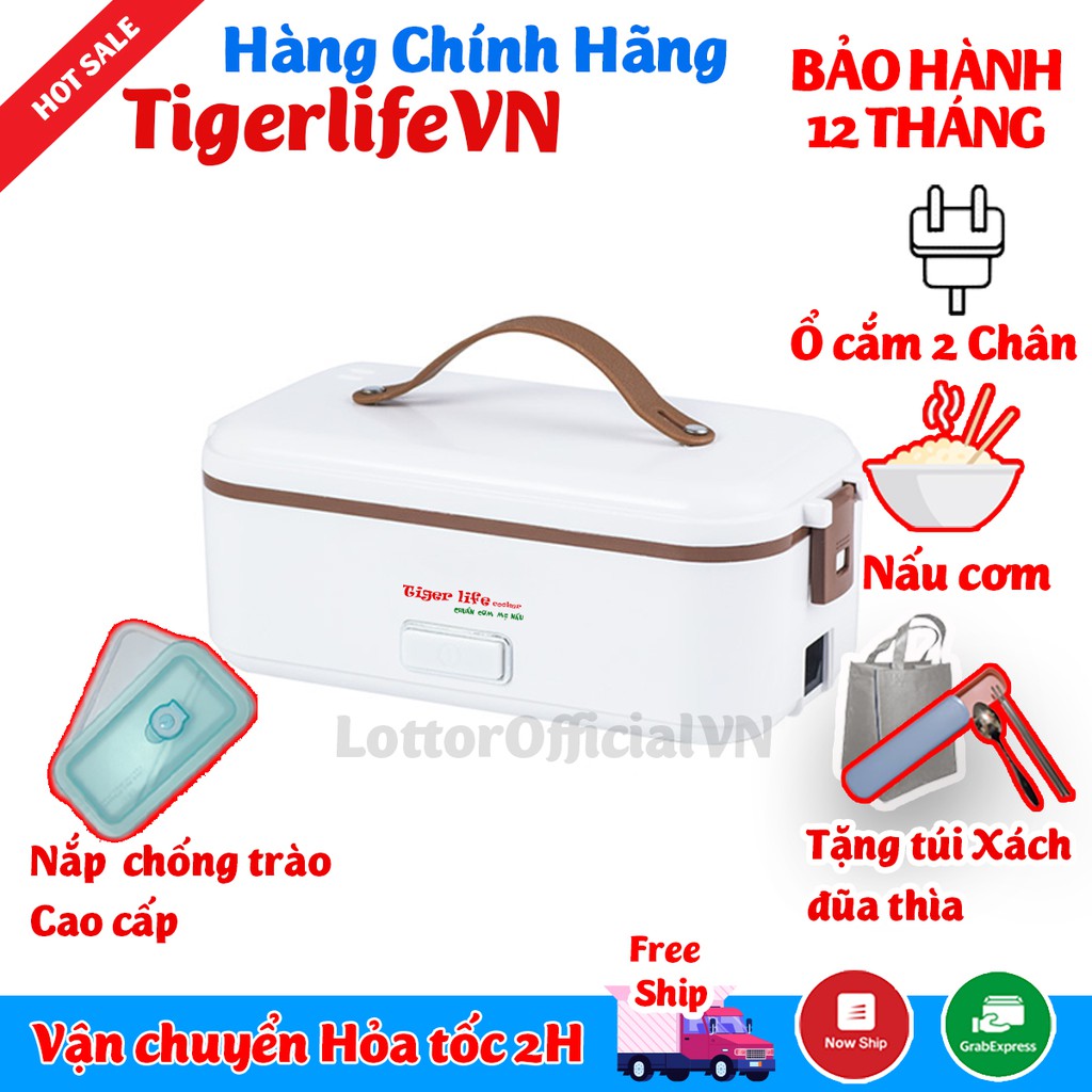 Hộp Cơm cắm Điện, Hộp cơm Giữ nhiêt và nấu  1, 2, 3 Tầng Tigerlife Phân Phối bh 12 tháng lỗi 1 đổi 1 tặng full đồ