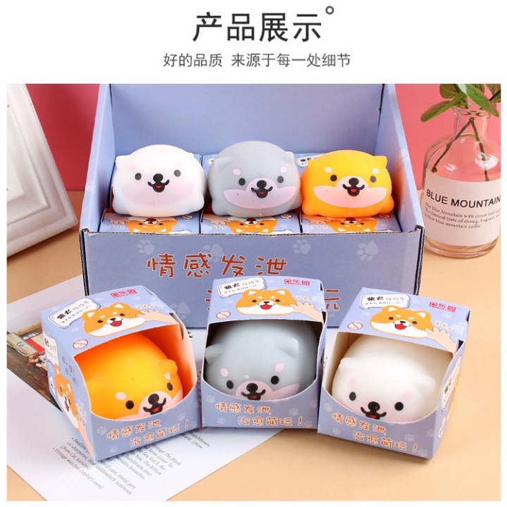 Squishy Mochi hình CHÓ SHIBA 3 màu đồ chơi bóp tay mềm mịn dễ thương chân thực giảm stress co dãn đàn hồi ngộ