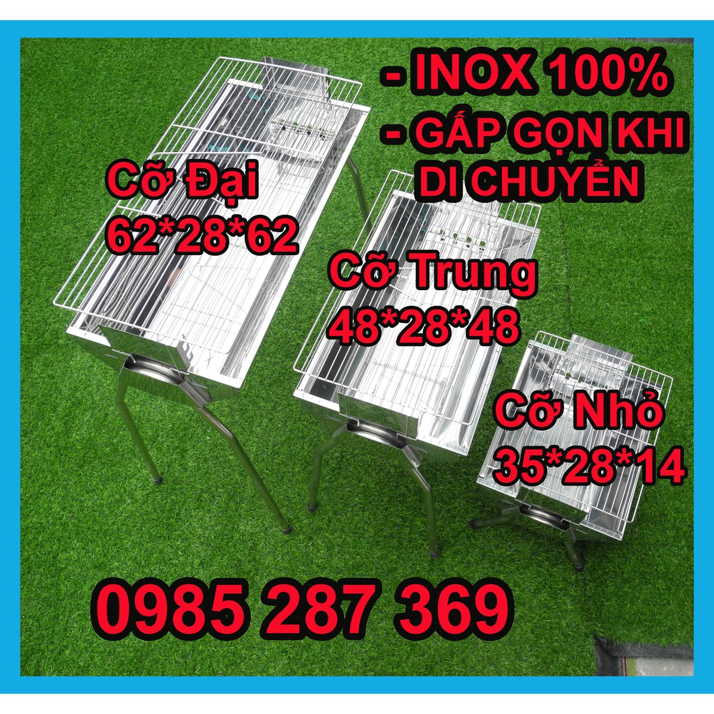 BẾP NƯỚNG THAN HOA thay đổi chiều cao, INOX toàn phần 100%