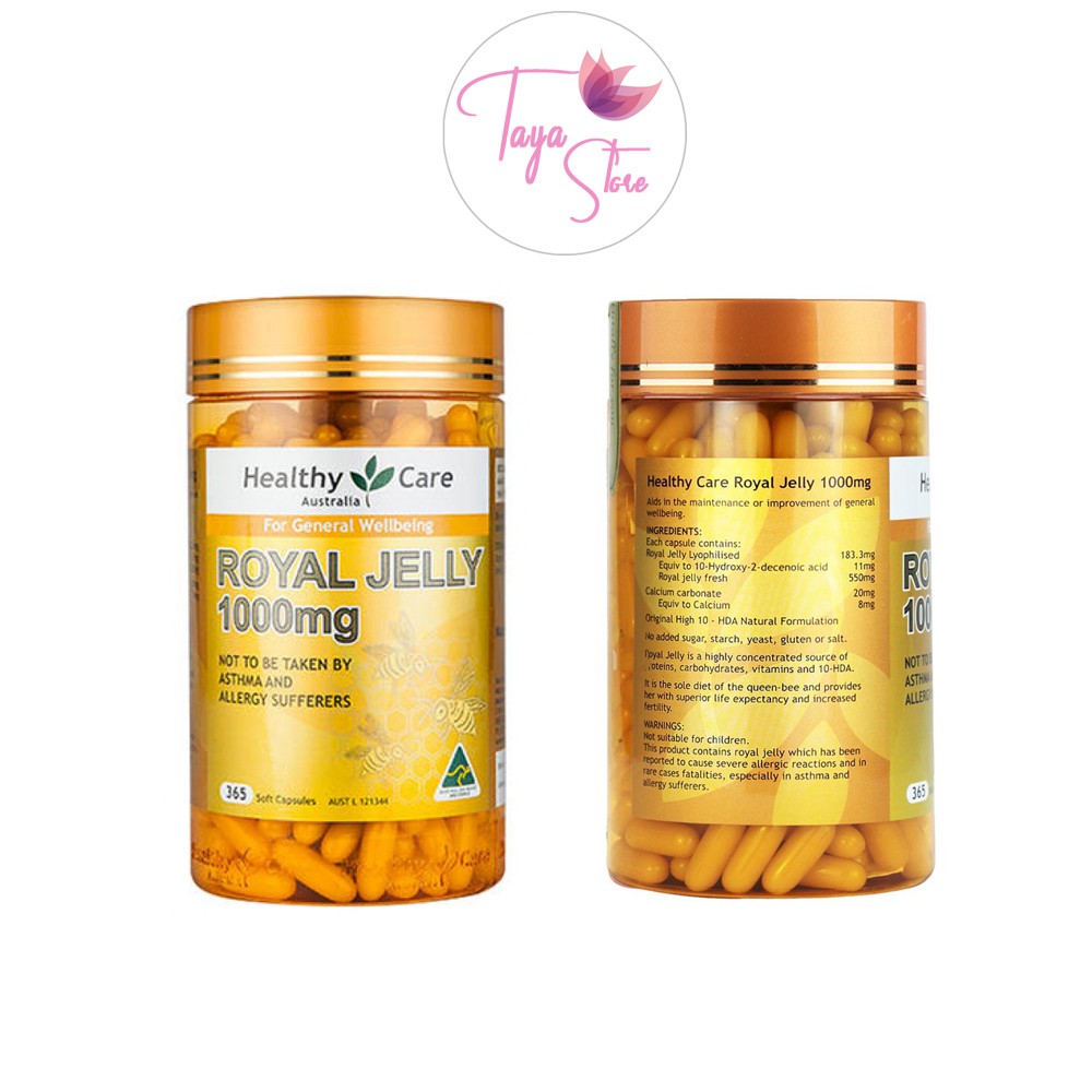 Sữa Ong Chúa Healthy Care Royal Jelly 1000mg 365 viên (Date mới nhất) - Xuất xứ Úc