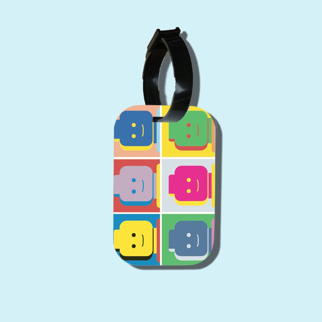 Thẻ hành lý chodole loại tag hành lý làm bằng gỗ ép cán nhựa cao cấp cho túi xách balo du lịch in hình Lego Pop Art