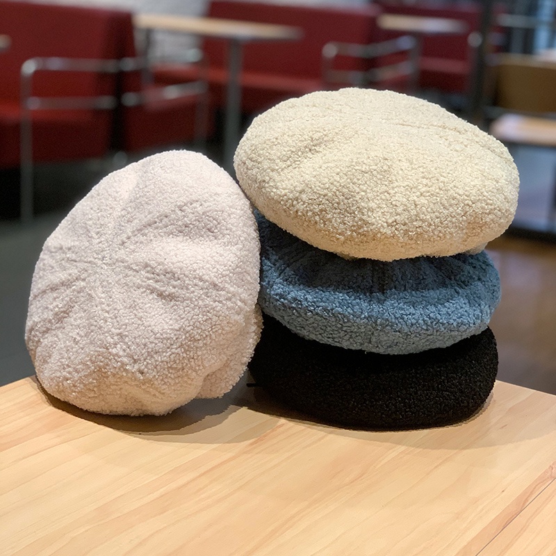 Mũ Beret Lông Nhung Màu Sắc Retro Phong Cách Hàn Quốc Cho Nữ