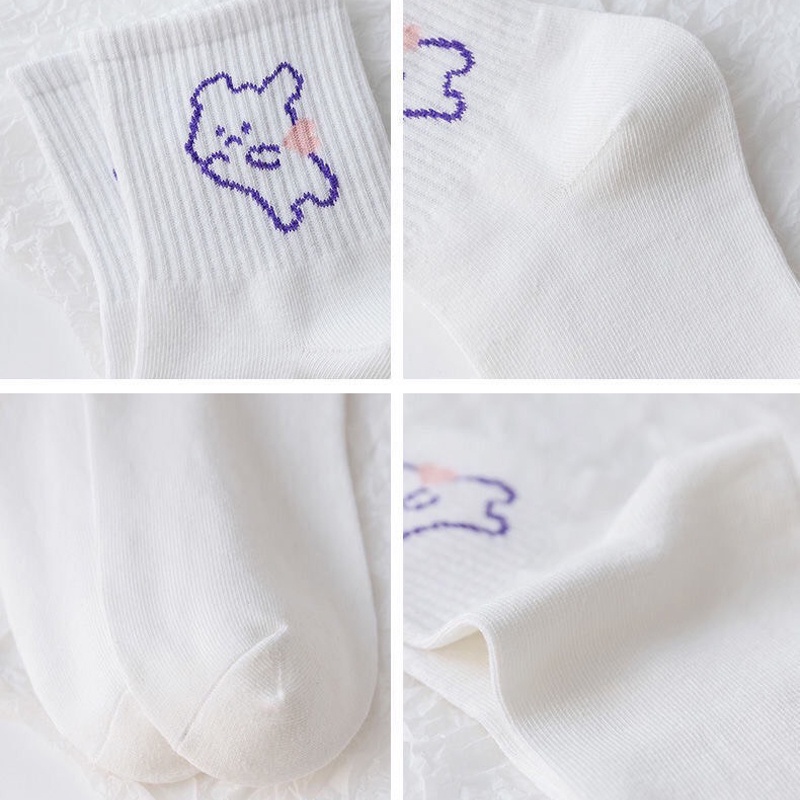 Tất vớ cổ cao nữ trắng hình thú cute Hàn Quốc cotton dày đẹp dễ thương ANDOSA T04