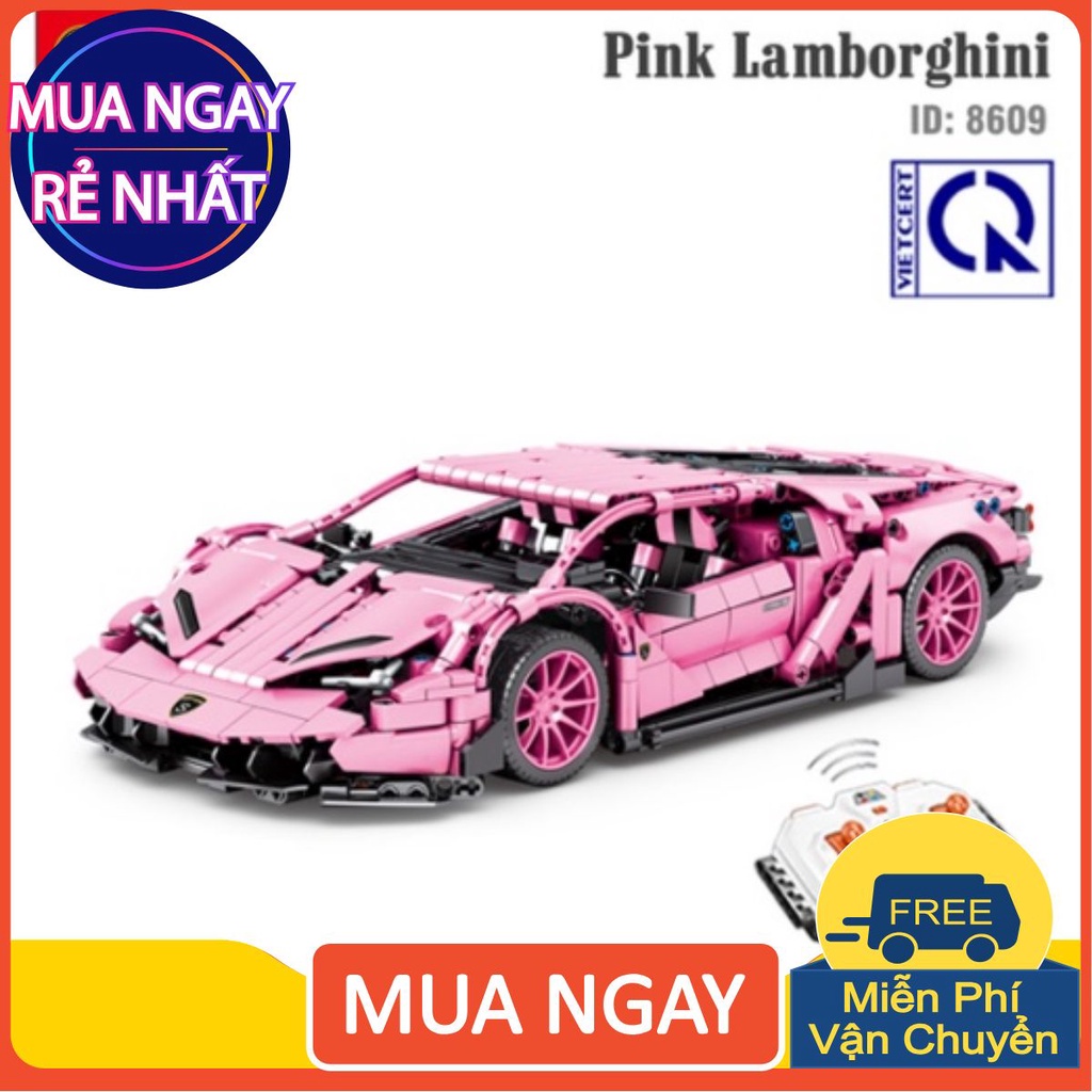 [Xả] Đồ chơi thông minh- Lego lắp ghép điều khiển từ xa Lamborghin Hồng- Hàng cao cấp- Bảo hành 12 tháng toàn quốc