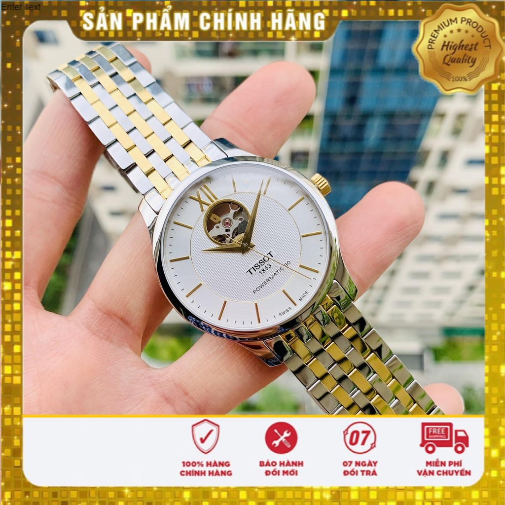 Đồng hồ Nam chính hãng Tissot 1853 Powermatic 80 Hở Tim T063.907.22.038.00 Mặt trắng-Máy cơ-Dây kim loại-Size 40mm