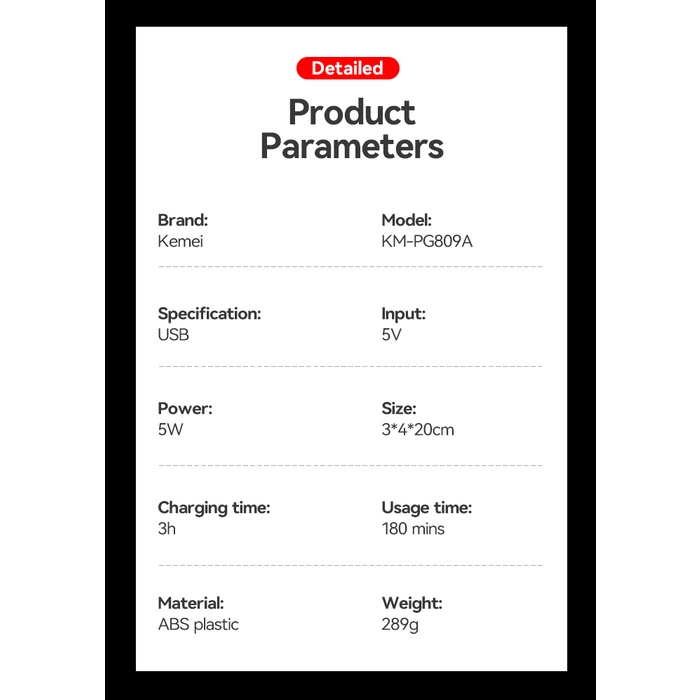 Tông Đơ Cắt Tóc Chuyên Nghiệp Kemei km-PG809A Có Thể Điều Chỉnh Màn Hình LCD km-809a