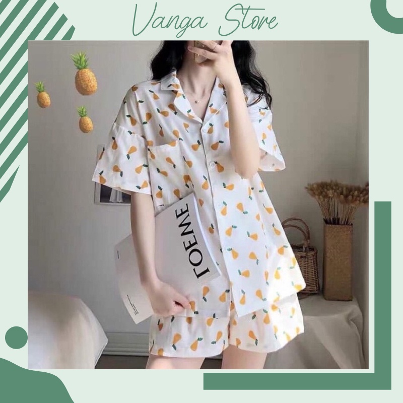 Đồ bộ ngủ nữ mặc nhà siêu dễ thương mùa hè tay ngắn vải thô mềm mát mẻ