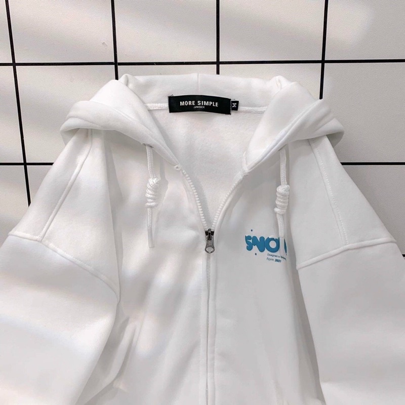 Áo Khoác Nỉ Bông SNOW Form Rộng Vải Nỉ Bông Unisex Ulzzang Màu Xanh Trắng | BigBuy360 - bigbuy360.vn