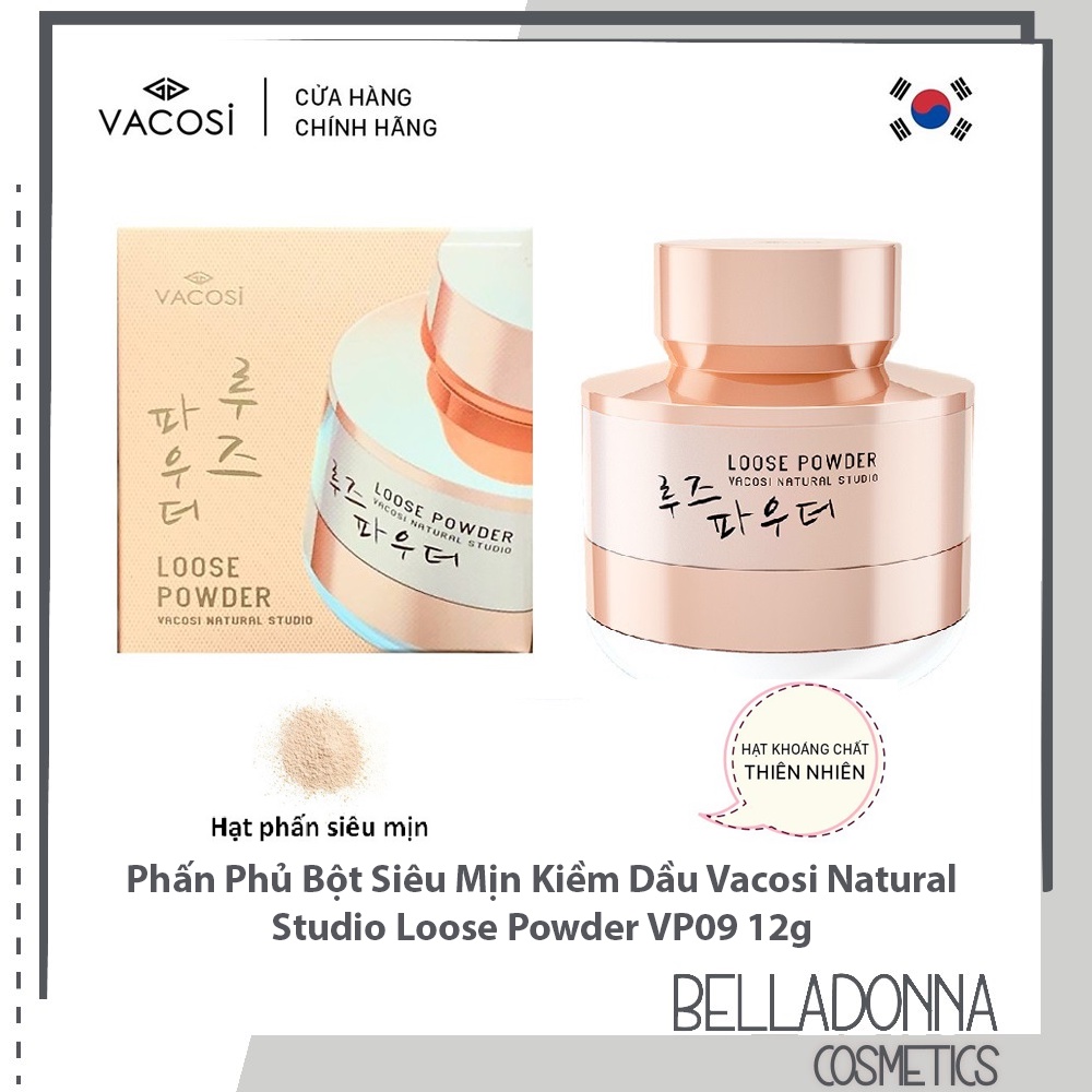 [HÀNG CHÍNH HÃNG] Phấn Phủ Bột Siêu Mịn Kiềm Dầu Vacosi Natural Studio Loose Powder VP09 12g