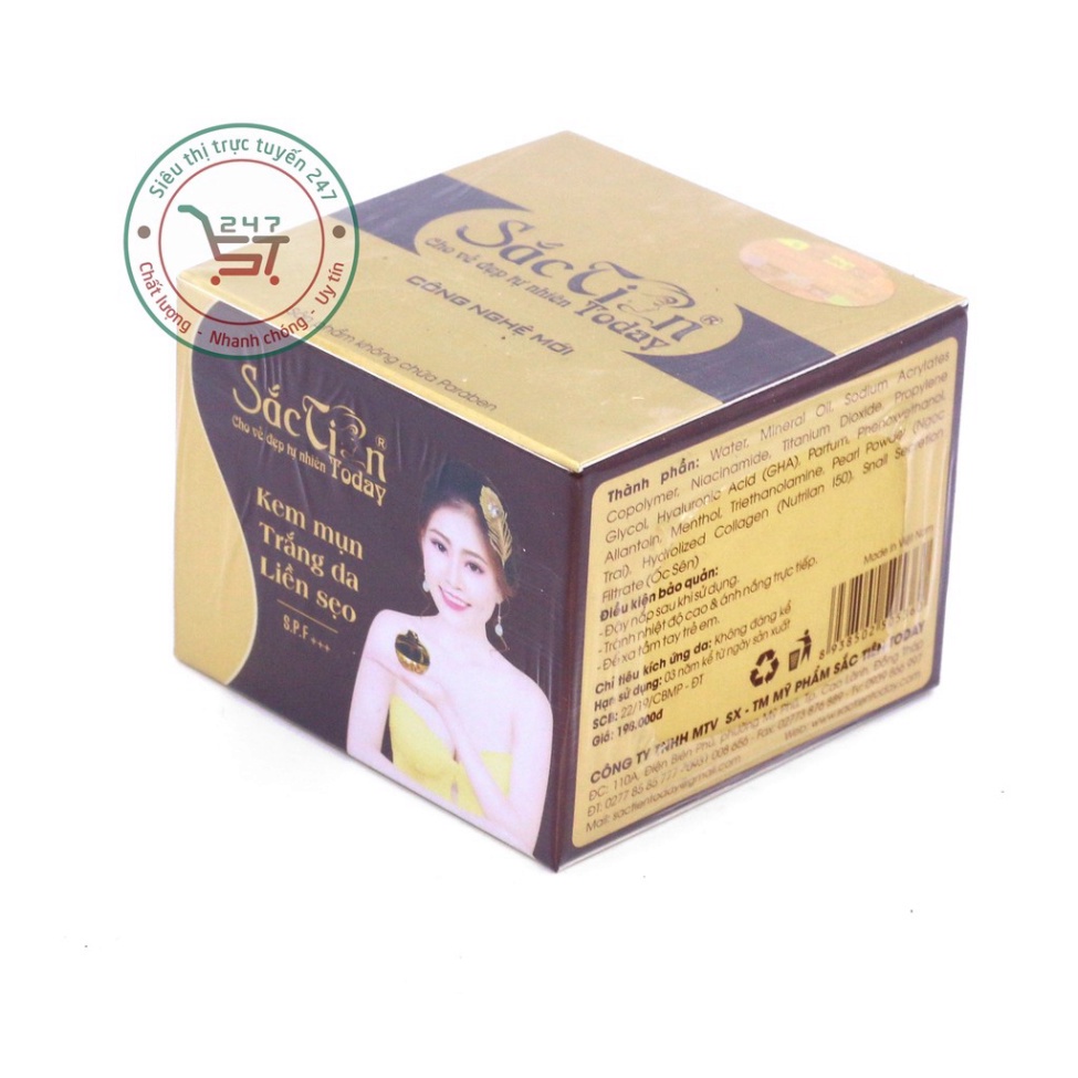 Kem Sắc Tiên giảm Mụn Trắng da liền Sẹo ban ngày và ban đêm