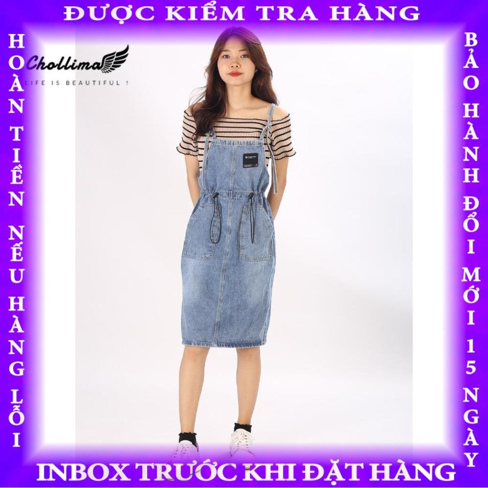 Yếm váy jean Chollima dây rút YJ009 phong cách hàn quốc trẻ trung năng động dongthao