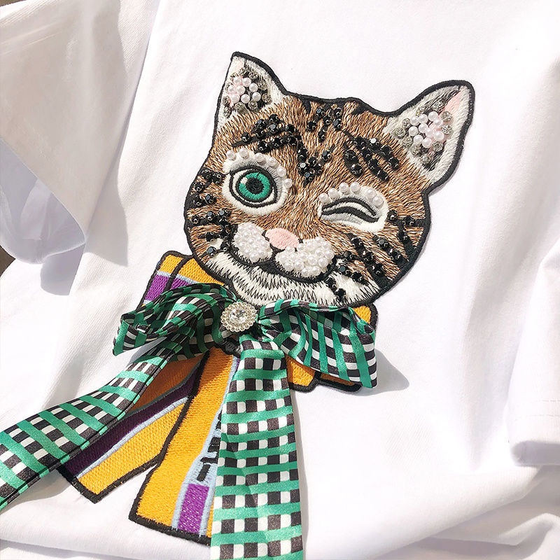 Áo thun nữ Pure Cube ngắn tay phối hình mèo thời trang cá tính