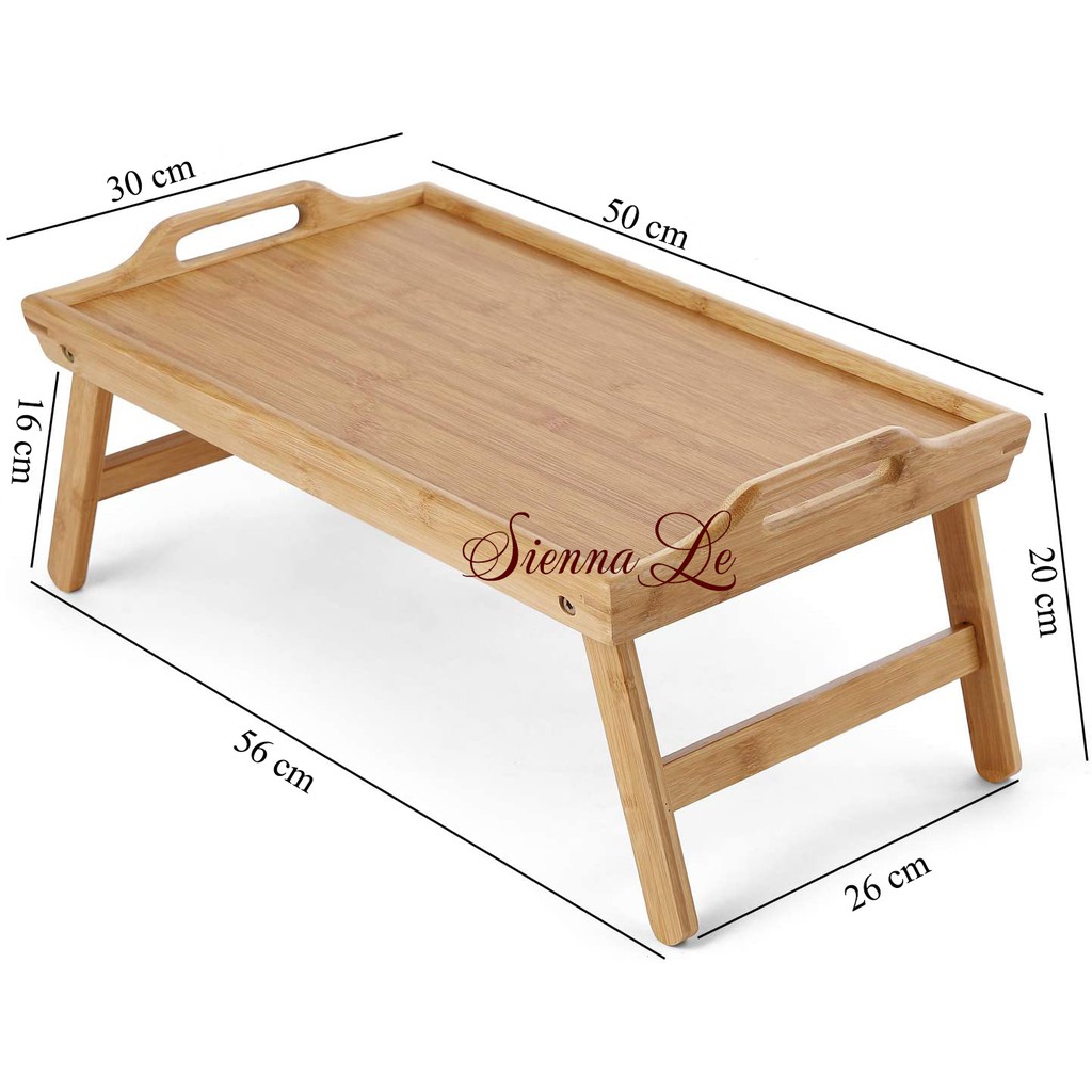 Sienna Le Bàn Ăn Mini Chân Gấp Gọn, Khay Đa Năng, Bàn Ăn Sáng Trên Giường, Bàn Ăn Di Động, Tiện Lợi - 50x30x20 cm