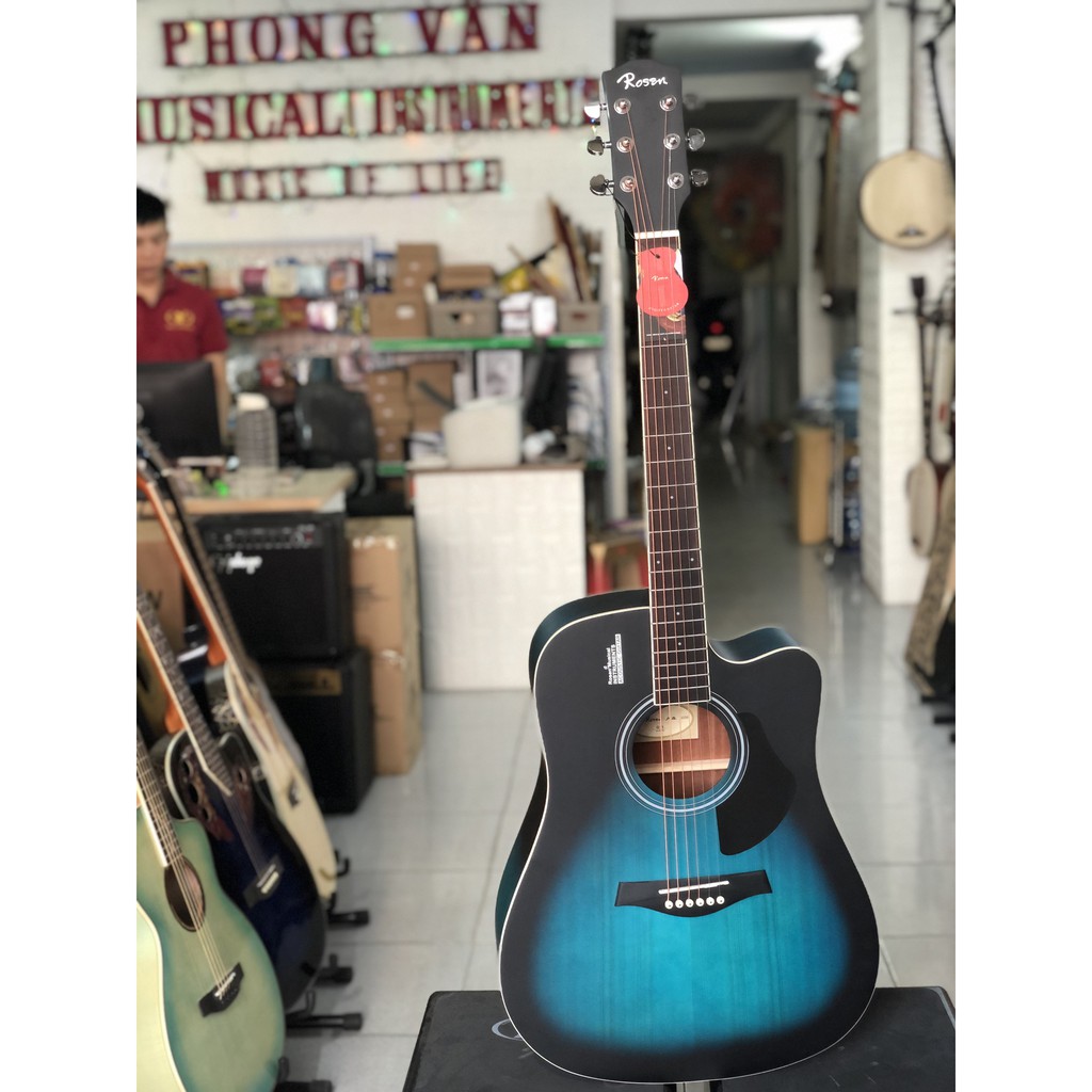 Guitar Rosen G11 màu xanh chính hãng tặng kèm phụ kiện