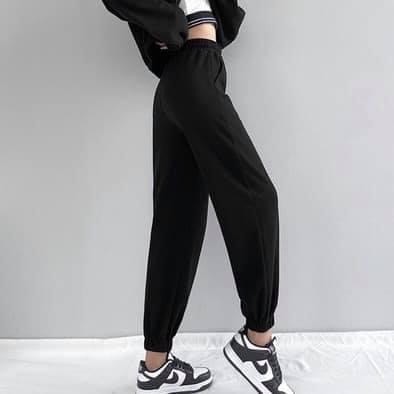 Quần Jogger nữ trơn ống rộng bo gấu chất da cá- Quần nữ thu đông chất đẹp