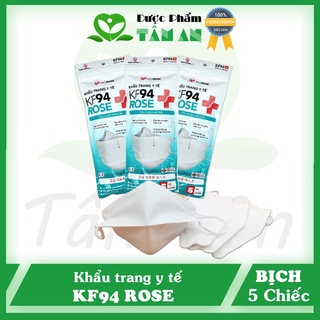 Khẩu trang y tế kháng khuẩn 4d mask rose kf94 - gói 5 cái