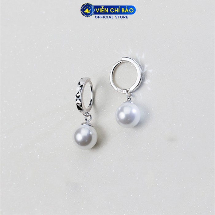 Bông tai bạc nữ hạt châu khóa tròn chất liệu bạc 925 thời trang phụ kiện trang sức Viễn Chí Bảo B400722