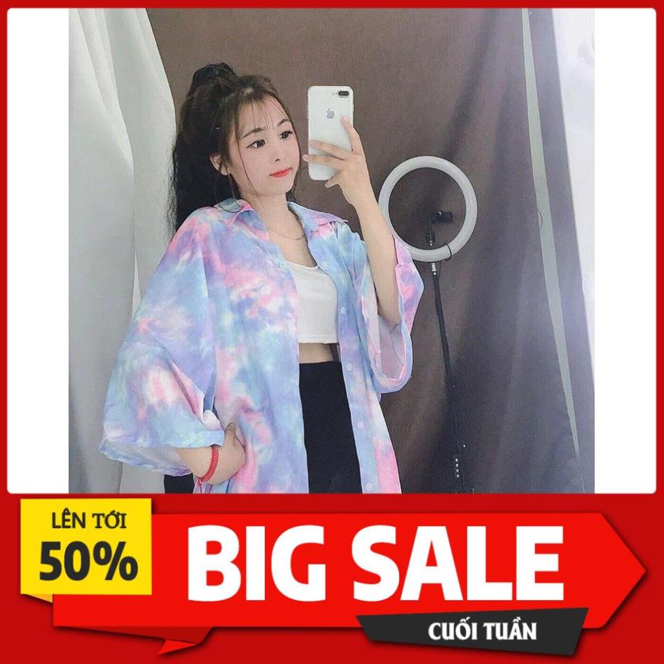 (Nhiều màu) ÁO SƠ MI TIE-DYE MÀU LOANG DARK STORM ULZZANG - ÁO SƠ MI LOANG 4 MÀU OVERSIZE FORM RỘNG *