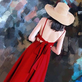 Đầm maxi 2 dây cột dây lưng