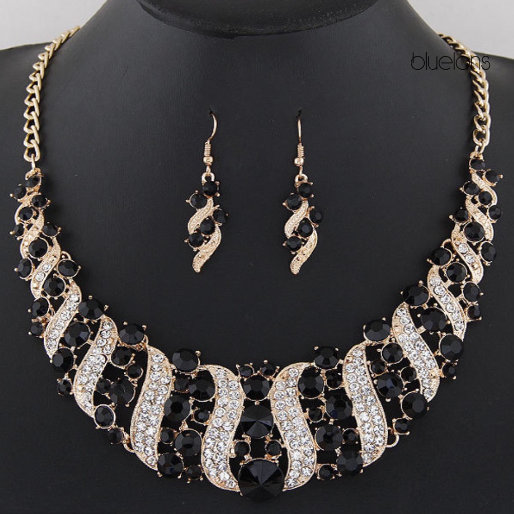 Bộ Khuyên Tai Kim Loại Đính Đá Quý Nhân Tạo Phong Cách Âu Mỹ Thời Trang