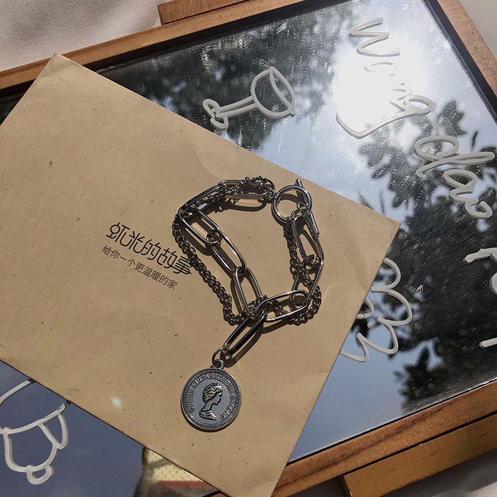 Vòng Đeo Tay Hai Lớp Dày Dặn Phong Cách Punk Cổ Điển Thời Trang Cho Nam Và Nữ