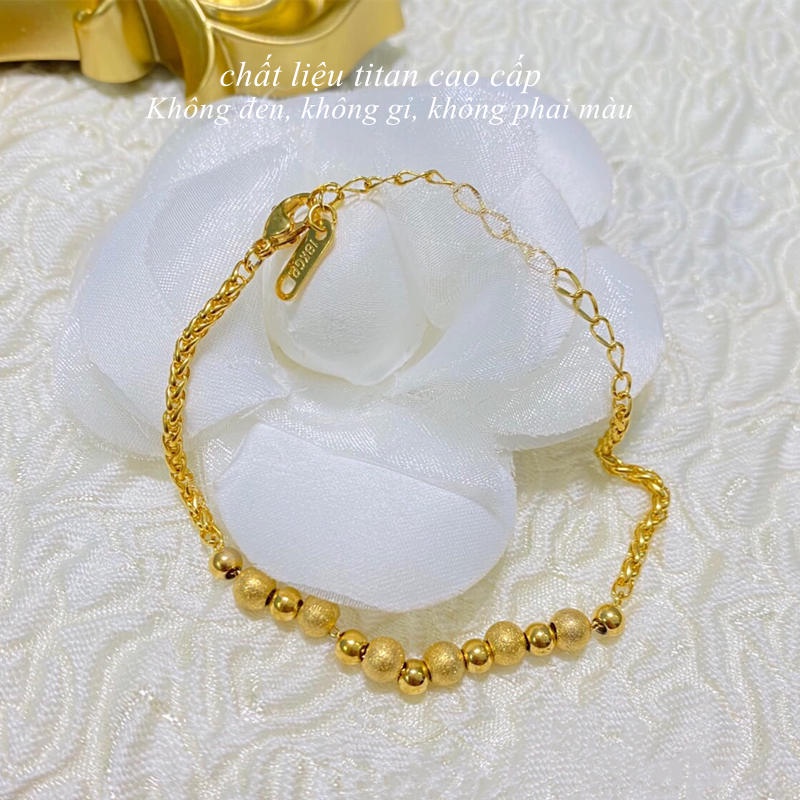 Vòng tay titan nữ không gỉ lắc tay titan kiểu dáng viên bi ánh kim sa lấp lánh thời trang thanh lịch