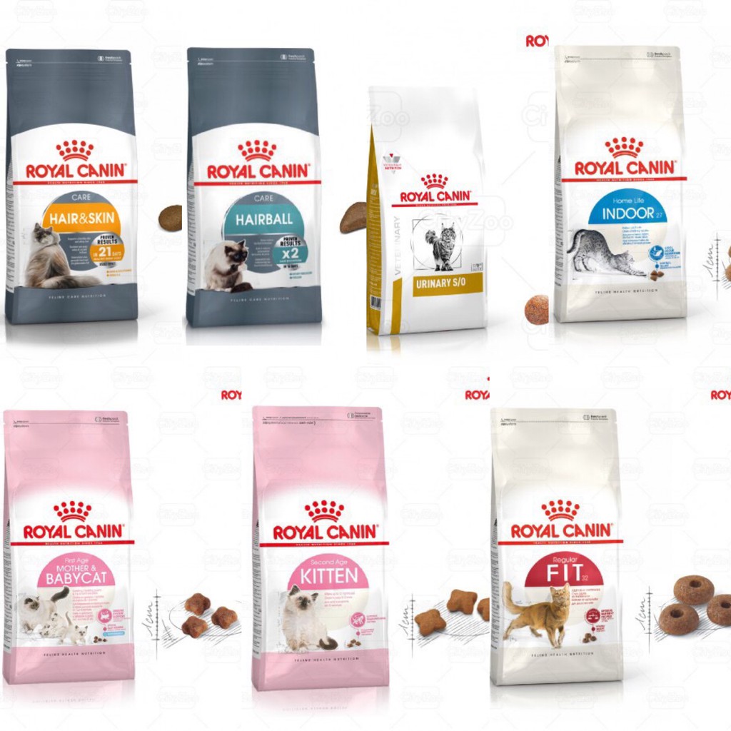 Thức ăn mèo Royal canin baby cat, Indoor, Fit, Kitten, Hairball,Hair & Skin gói 2kg (Chính Hãng)